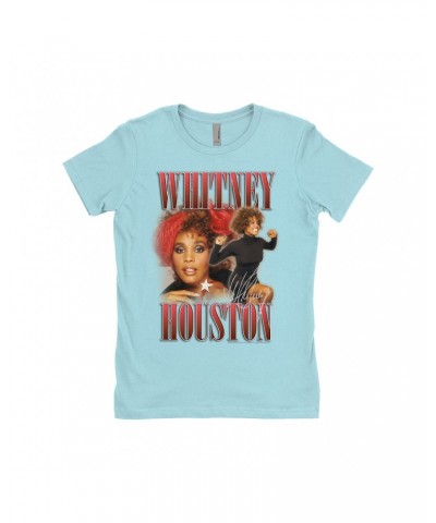 Whitney Houston Ladies' Boyfriend T-Shirt | Red Collage Design Shirt $5.42 Shirts