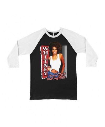 Whitney Houston 3/4 Sleeve Baseball Tee | I Wanna Dance With Somebody Red Design Shirt $5.11 Shirts