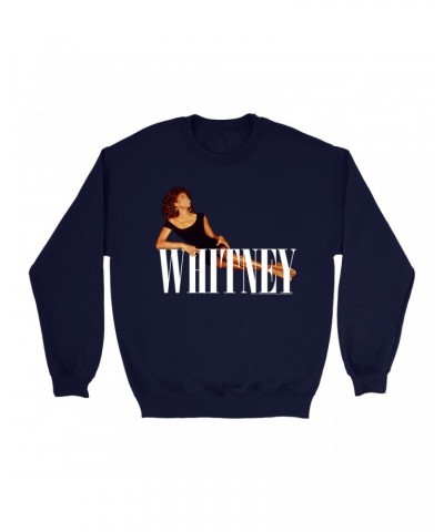 Whitney Houston Sweatshirt | Whitney Laying On Logo White Sweatshirt $11.51 Sweatshirts