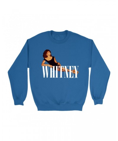 Whitney Houston Sweatshirt | Whitney Laying On Logo White Sweatshirt $11.51 Sweatshirts