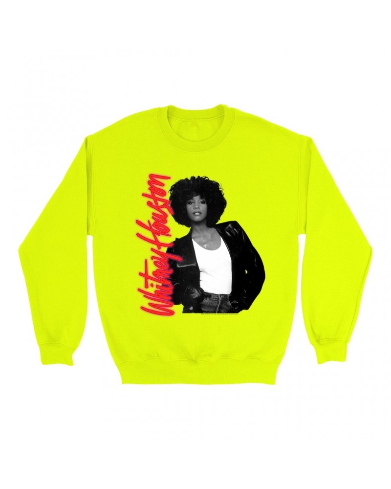 Whitney Houston Bright Colored Sweatshirt | Album Photo and Red Neon Logo Sweatshirt $3.42 Sweatshirts