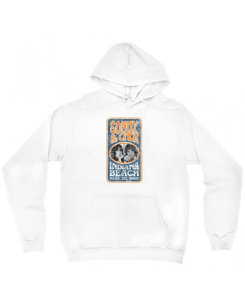 Sonny & Cher Hoodie | Indiana Beach Vertical Concert Banner Distressed Hoodie $9.67 Sweatshirts