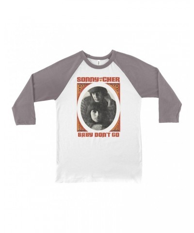 Sonny & Cher 3/4 Sleeve Baseball Tee | Baby Don't Go Rust Frame Image Distressed Shirt $9.83 Shirts