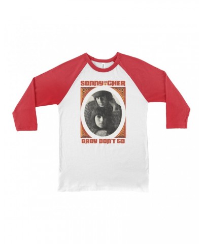 Sonny & Cher 3/4 Sleeve Baseball Tee | Baby Don't Go Rust Frame Image Distressed Shirt $9.83 Shirts