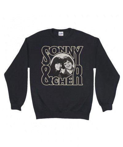 Sonny & Cher Sweatshirt | Retro Logo And Photo Distressed Sweatshirt $15.60 Sweatshirts
