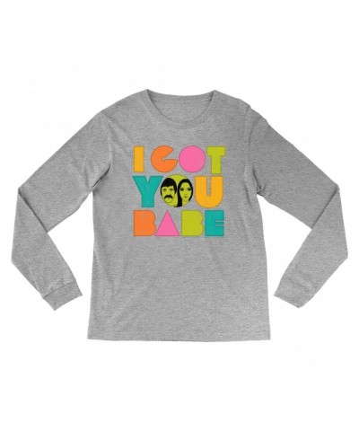 Sonny & Cher Long Sleeve Shirt | I Got You Babe Pastel Logo Distressed Shirt $8.27 Shirts