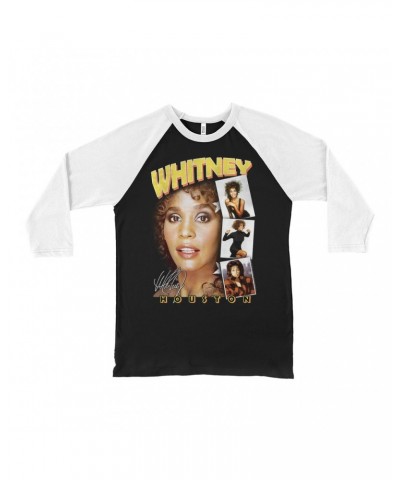 Whitney Houston 3/4 Sleeve Baseball Tee | Film Strip Collage Design Shirt $8.18 Shirts