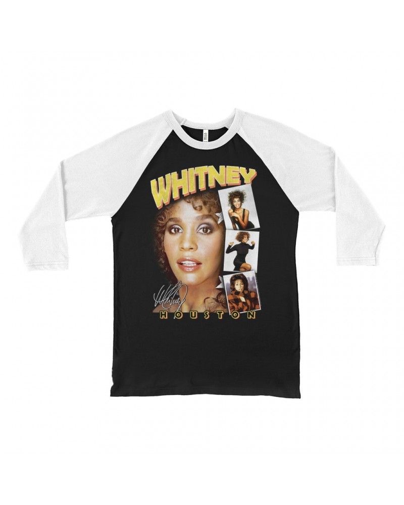 Whitney Houston 3/4 Sleeve Baseball Tee | Film Strip Collage Design Shirt $8.18 Shirts