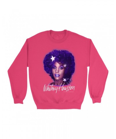 Whitney Houston Bright Colored Sweatshirt | Whitney Album Photo Purple Design Sweatshirt $3.71 Sweatshirts