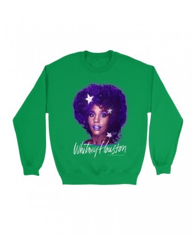 Whitney Houston Bright Colored Sweatshirt | Whitney Album Photo Purple Design Sweatshirt $3.71 Sweatshirts