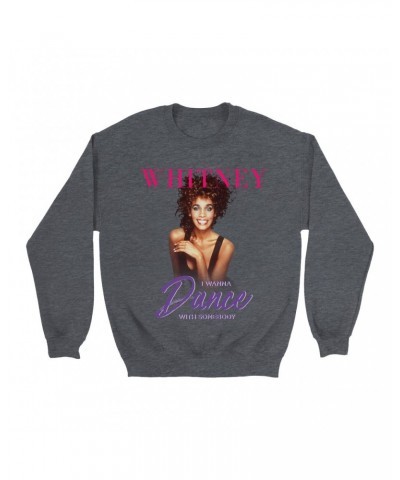 Whitney Houston Sweatshirt | I Wanna Dance With Somebody Purple Pink Design Sweatshirt $7.07 Sweatshirts