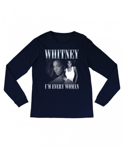 Whitney Houston Long Sleeve Shirt | I'm Every Woman Black And White Photo Collage Design Shirt $10.15 Shirts