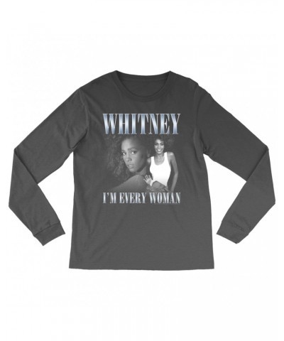 Whitney Houston Long Sleeve Shirt | I'm Every Woman Black And White Photo Collage Design Shirt $10.15 Shirts