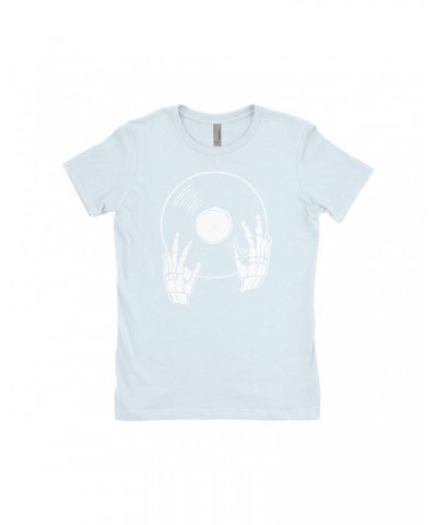Music Life Ladies' Boyfriend T-Shirt | Skeletons Spin Vinyl Too Shirt $5.93 Shirts