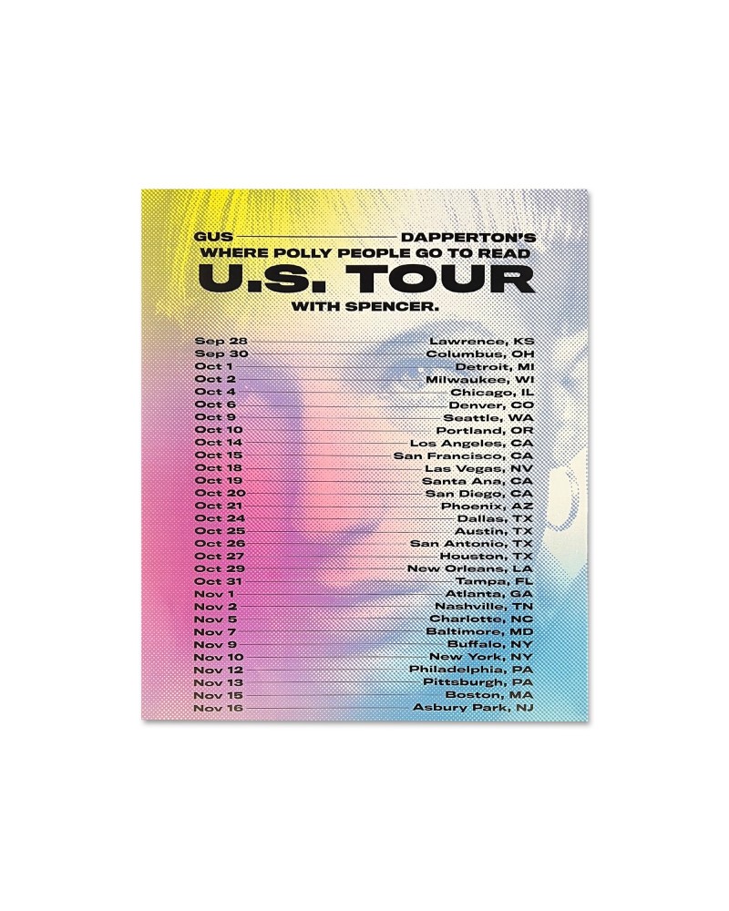 Gus Dapperton Where Polly People Go To Read Tour Poster $8.92 Decor