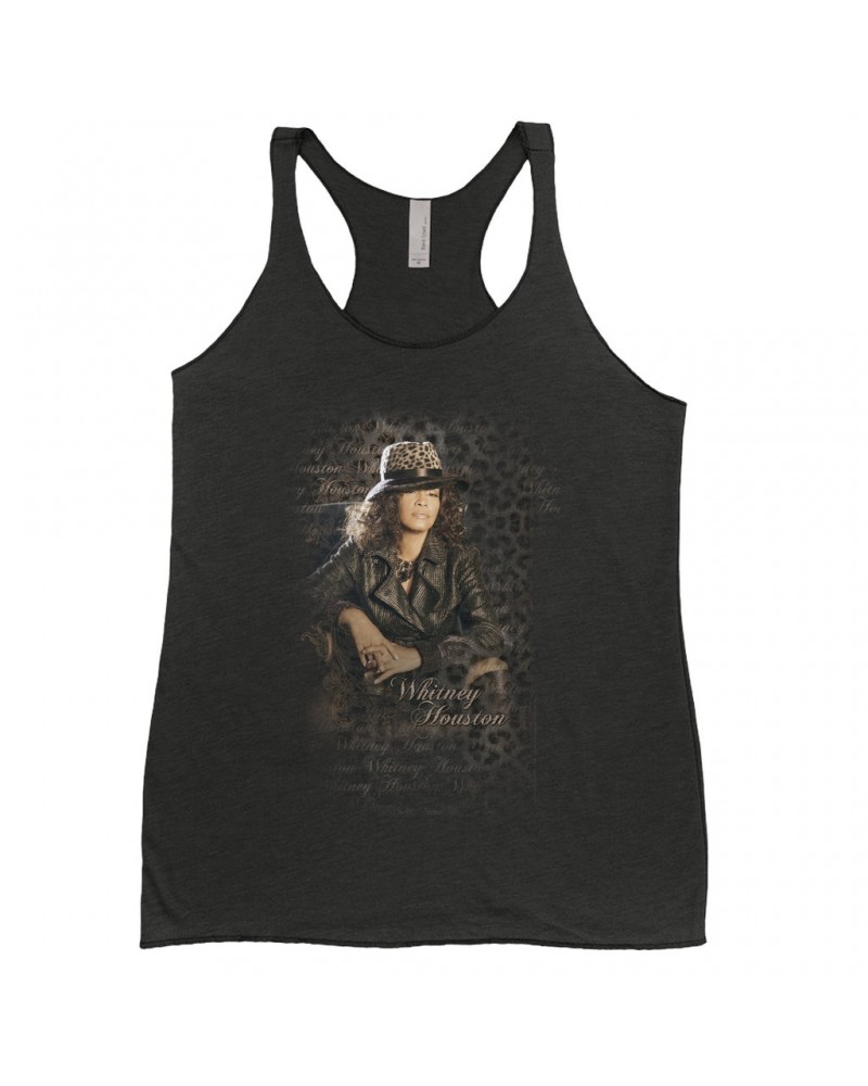 Whitney Houston Ladies' Tank Top | Whitney Leopard Hat Photo Design Distressed Shirt $5.31 Shirts